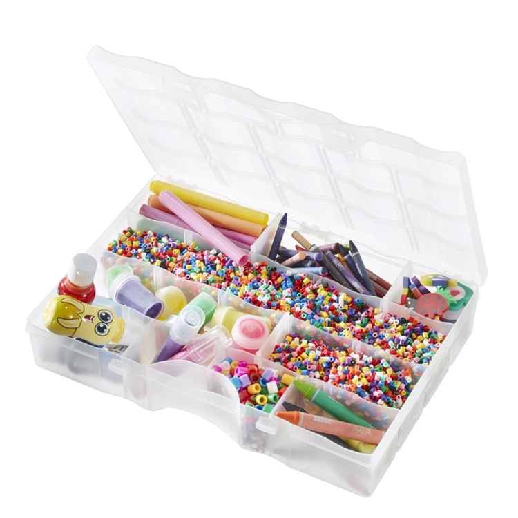 Box with lid, 19 Compartments, SMARTSTORE ORGANIZER LARGE, 38 x 27 x H7cm, Clear