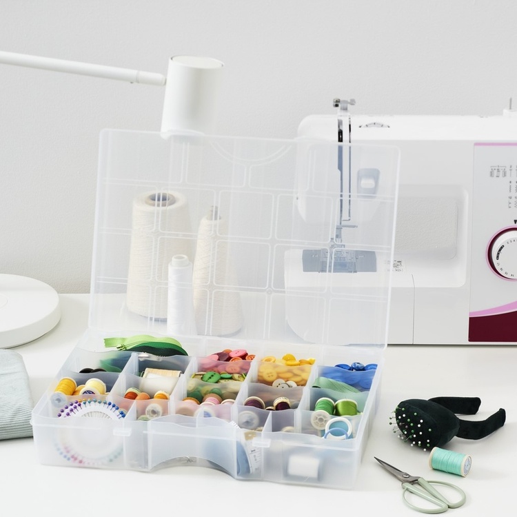 Box with lid, 19 Compartments, SMARTSTORE ORGANIZER LARGE, 38 x 27 x H7cm, Clear
