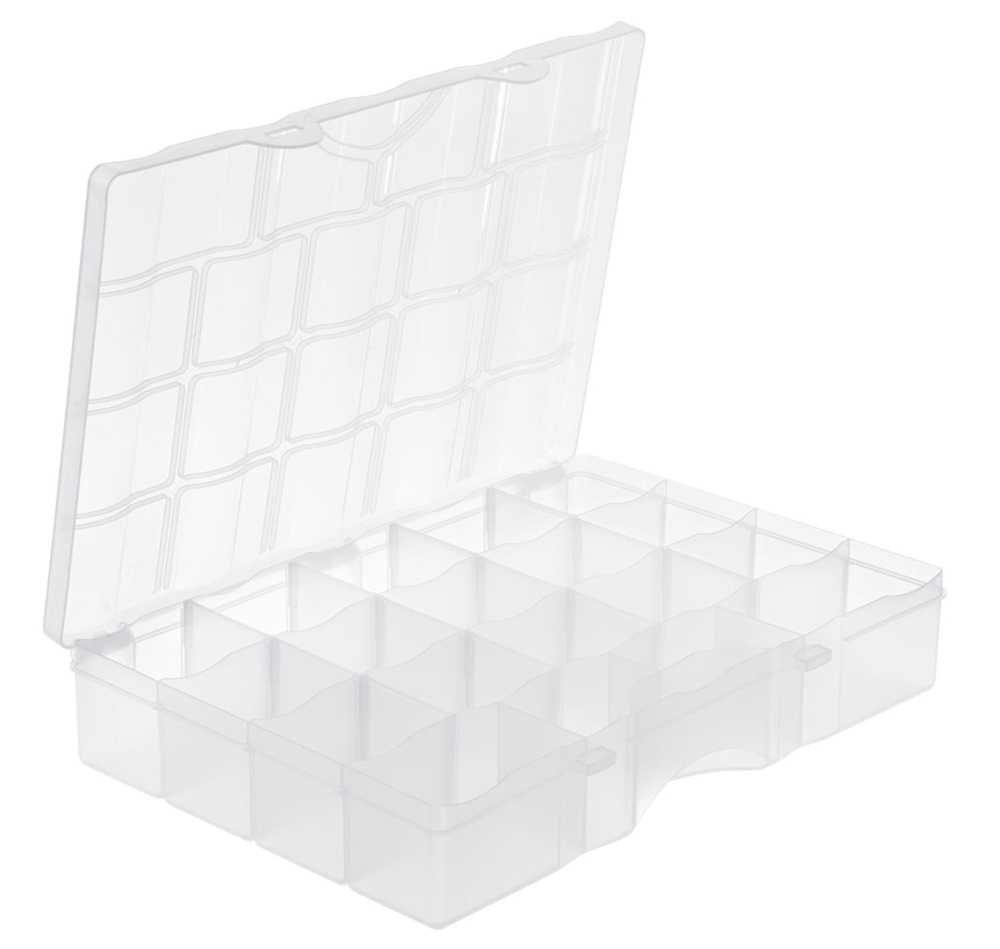 Box with lid, 19 Compartments, SMARTSTORE ORGANIZER LARGE, 38 x 27 x H7cm, Clear