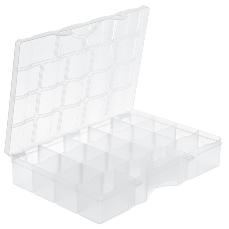 Box with lid, 19 Compartments, SMARTSTORE ORGANIZER LARGE, 38 x 27 x H7cm, Clear