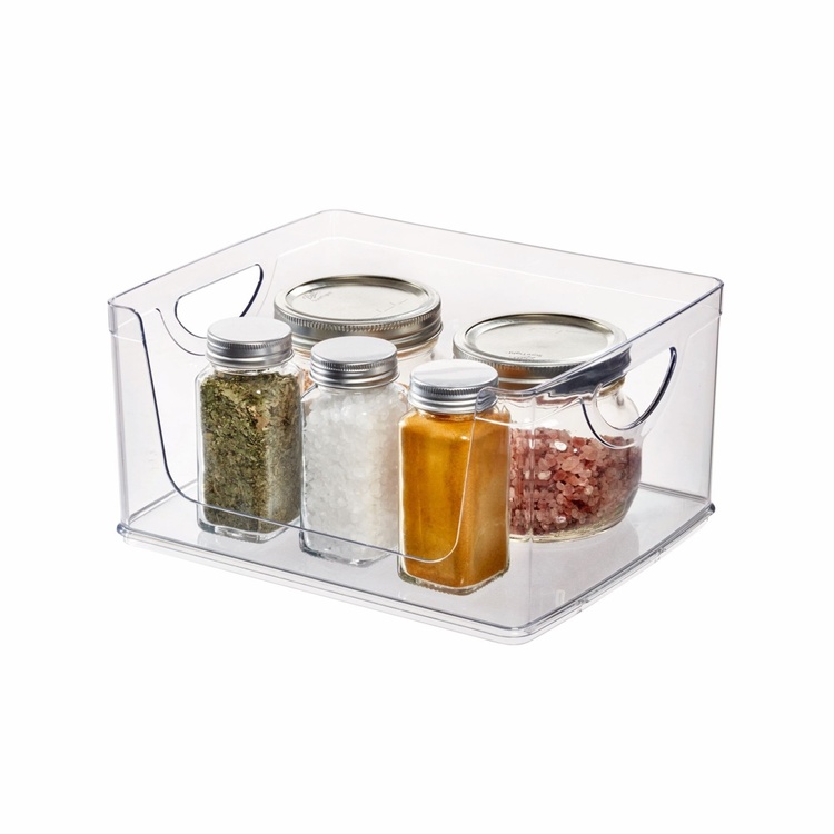 Pantry basket, RPET CABINET OPEN FRONT BIN, 25,4 x 20,3 x H 12,7 cm, Transparent