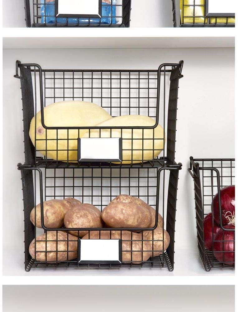 Stackable Metal Basket, CLASSICO LARGE,,30,5 x 25,4 x H 20,3 cm,Black
