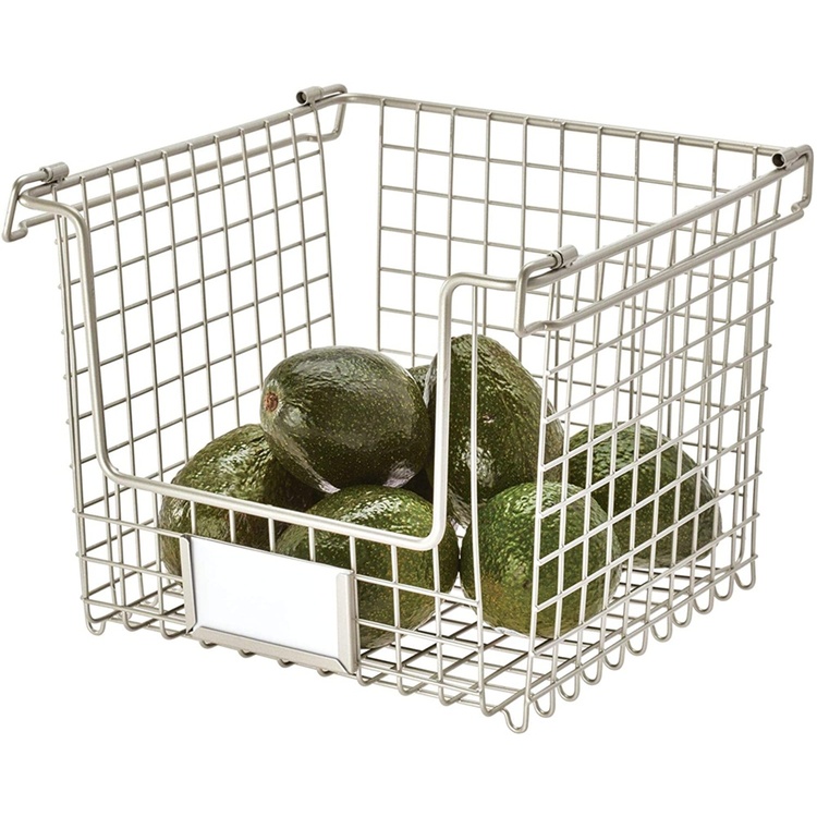 Stackable Metal Basket, CLASSICO MEDIUM, 26 x 25,4 x H 20,5 cm, Satin