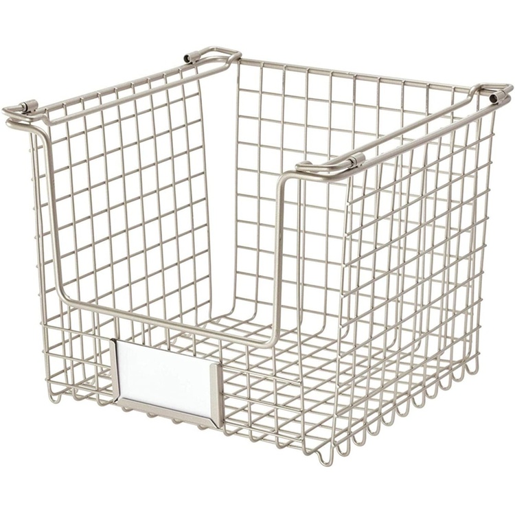 Stackable Metal Basket, CLASSICO MEDIUM, 26 x 25,4 x H 20,5 cm, Satin