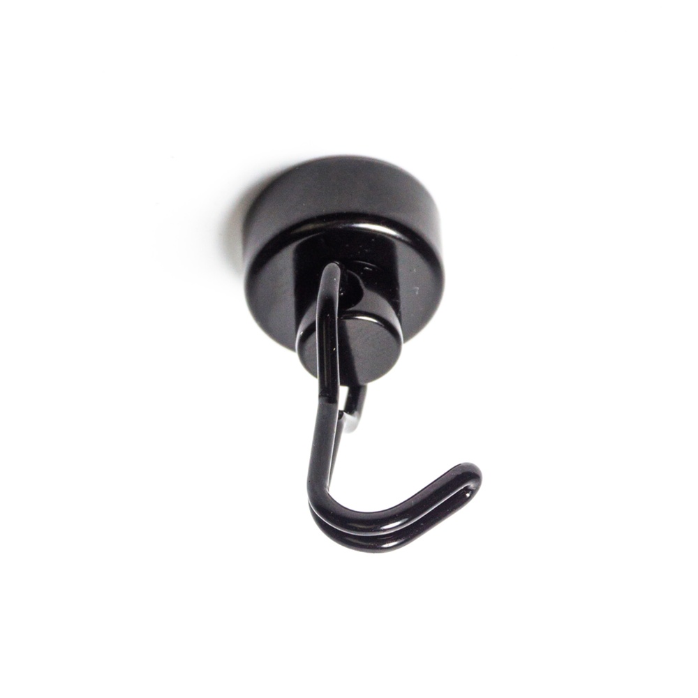 Strong Magnetic swivel hooks, Set of 3, MINI TWISTER, Ø 1,5 x 2,7 cm, Black
