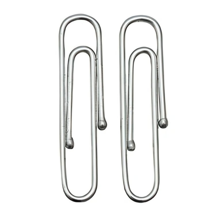 Paper Clips in metal, set of 75, BIG PACK CLASSIC XXL, Silver