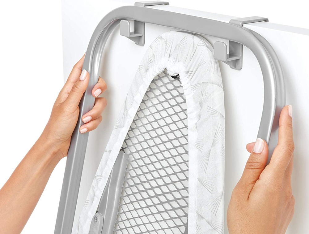 Ironing Board, over door, TABLA DE PLANCHAR ABATIBLE, 110 x 33 cm, White / grey