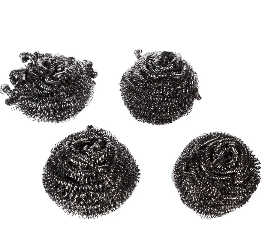 Scrubbing Sponges, Set of 4, ÉPONGES SPIRALES, 6 x H 4 cm, Silver