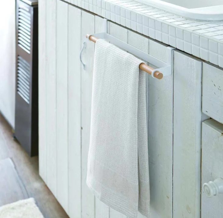 Kitchen Towel Hanger, Over Cabinet Door, TOSCA, Large, Yamazaki, White