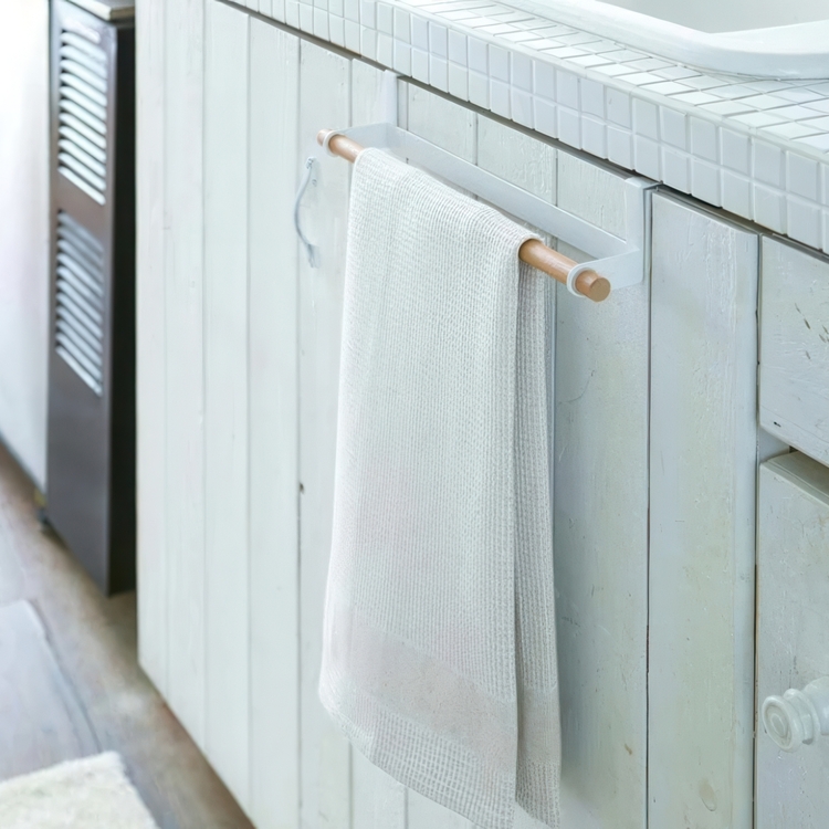 Kitchen Towel Hanger, Over Cabinet Door, TOSCA, Large, Yamazaki, White
