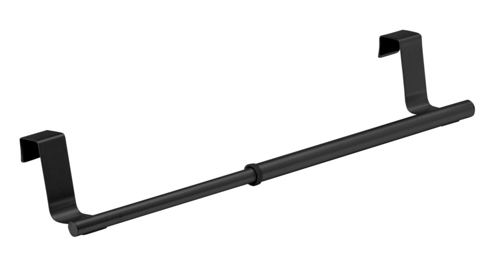Rail / rack for towel, over cabinet door, LARGE TELESCOPIC RAIL, 36-60 cm, Black