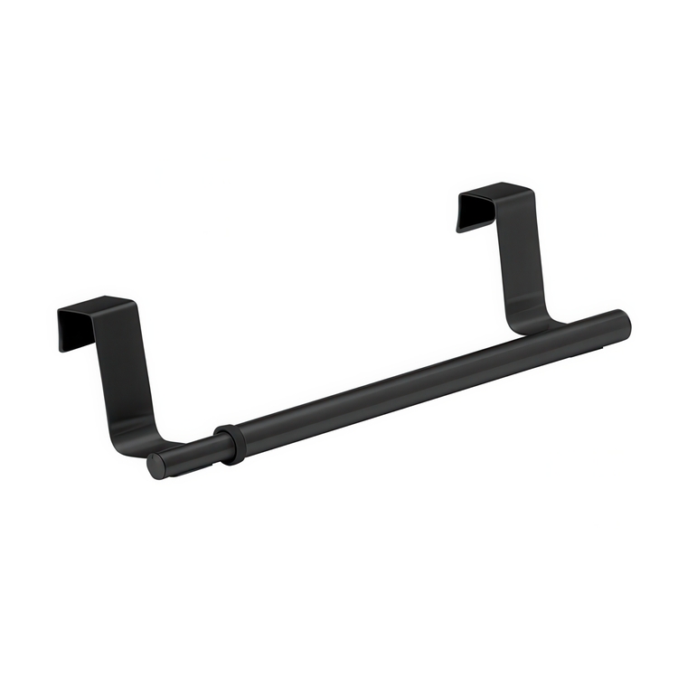 Rail / rack for towel, over cabinet door, LARGE TELESCOPIC RAIL, 36-60 cm, Black