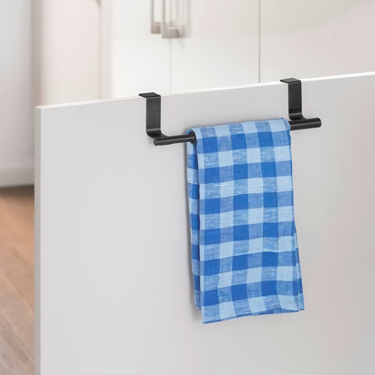 Rail / rack for towel, over cabinet door, SMALL TELESCOPIC RAIL, 22-35 cm, Black