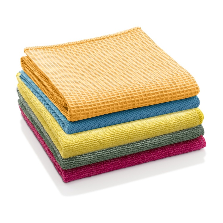 Cleaning cloths ,Set of 5, ESSENTIAL STARTER PACK, Yellow /Green / Blue / Pink / Orange