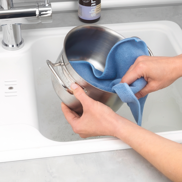 Cleaning cloths in microfiber, Set of 2, MIKROFASER MIKO, 30 x 30 cm, Grey / Blue