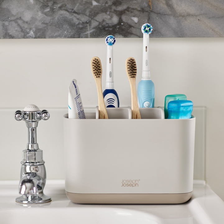  Organiser for electric toothbrushes, EASY STORE ECRU, 25 x 12 x H 11,6, Joseph Joseph, Light Grey