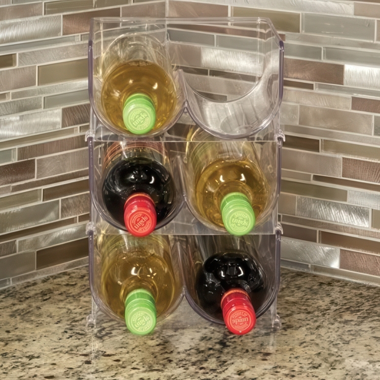 Bottle storage, 2 bottles, Stackable, WINE RACK, 20,3 x 20,3 x H 10,2 cm, Transparentr