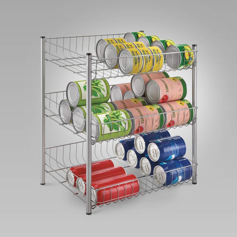 Can Rack, FOOD CAN DISPENSER, 45 x 40 x H 31 cm, Silver grey