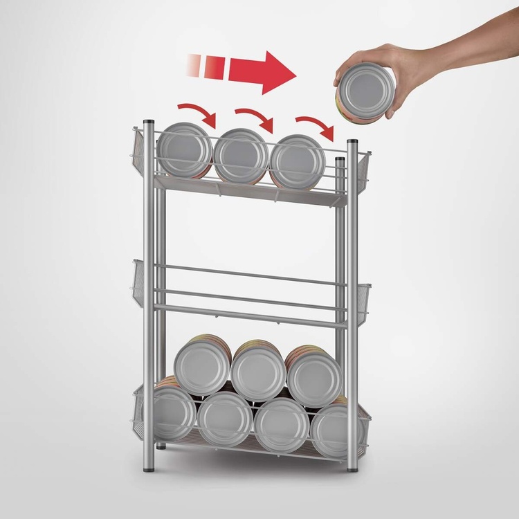 Can Rack, FOOD CAN DISPENSER, 45 x 40 x H 31 cm, Silver grey