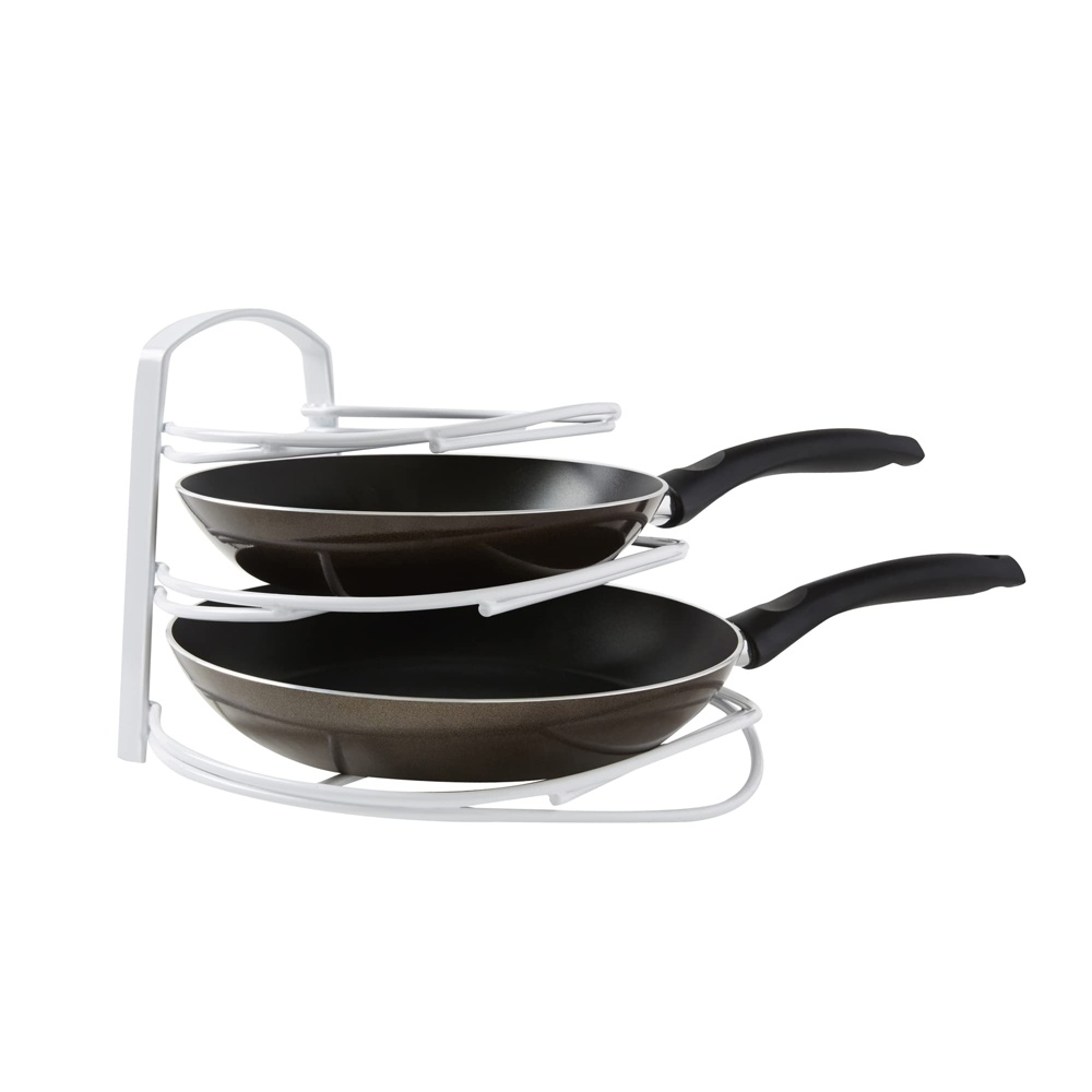Skillet Organizer in Metal, Vertical, KITCHEN ORGANIZER, white