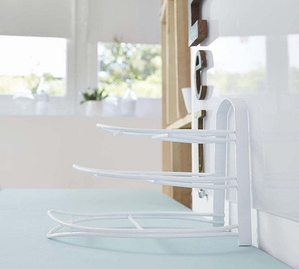 Skillet Organizer in Metal, Vertical, KITCHEN ORGANIZER, white