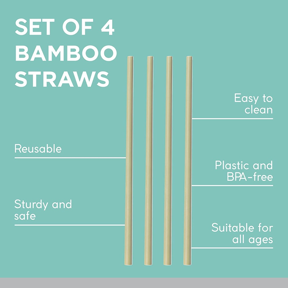 Drinking Straws, reusable, with brush, TYPHOON BAMBOO, 20 cm, Beige