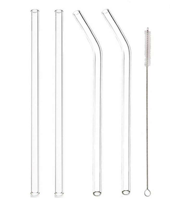 Drinking Straws in glas, reusable, GLASS STRAWS, Set of 6, Clear