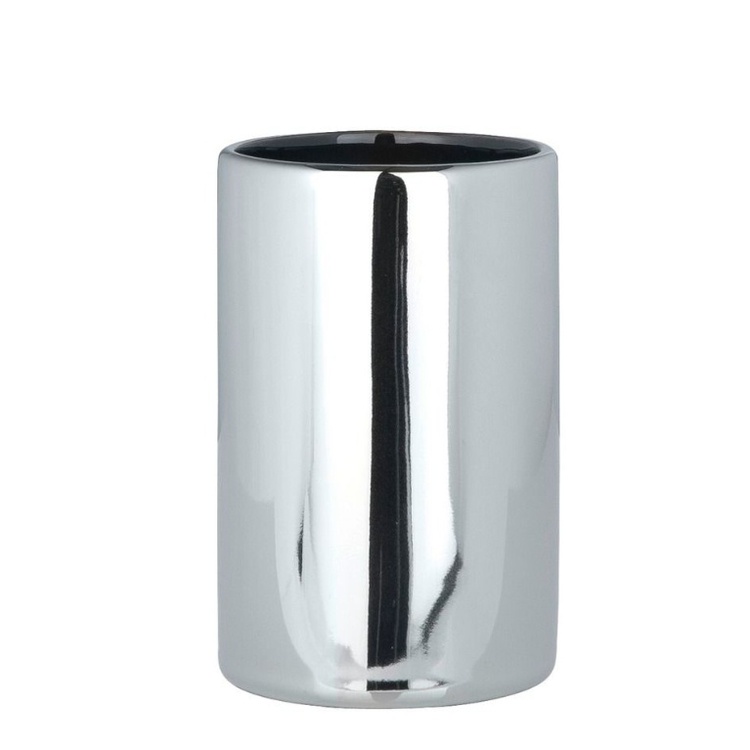 Toothbrush holder / mug, POLARIS, Ceramic, Ø 7,5 x H 11,2 cm, Chrome