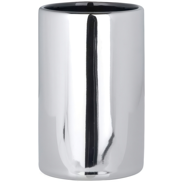 Toothbrush holder / mug, POLARIS, Ceramic, Ø 7,5 x H 11,2 cm, Chrome