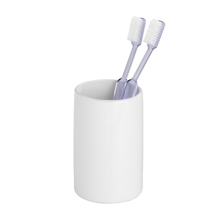 Toothbrush holder / mug, POLARIS, Ceramic, Ø 7 x H 11 cm, White 