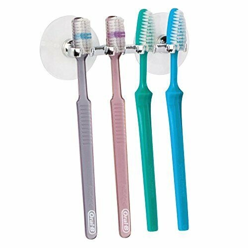 Toothbrush holder with suction cup, GIA, Inter Design, Silver
