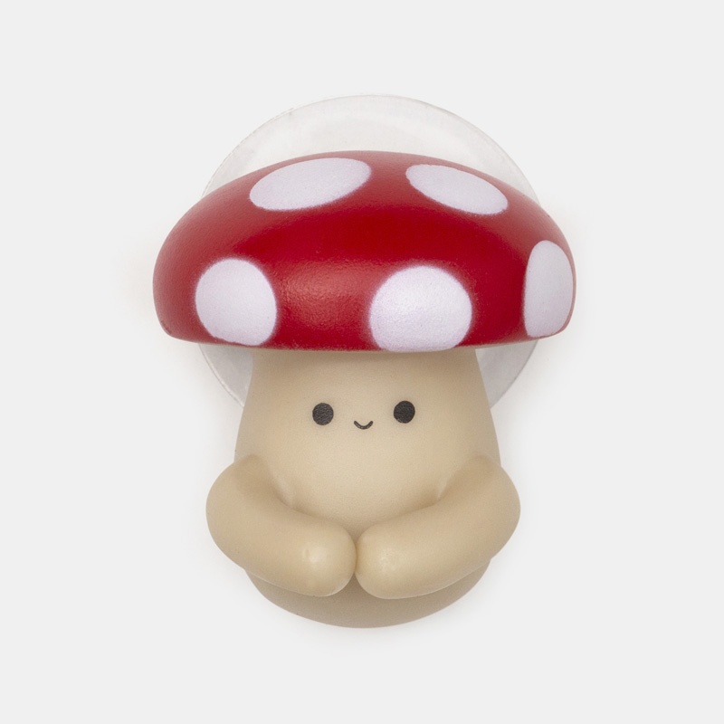 Toothbrush holder with suction cup, MUSHROOM, 3,4 x 4,5 x H 5,1 cm, Red / Beige