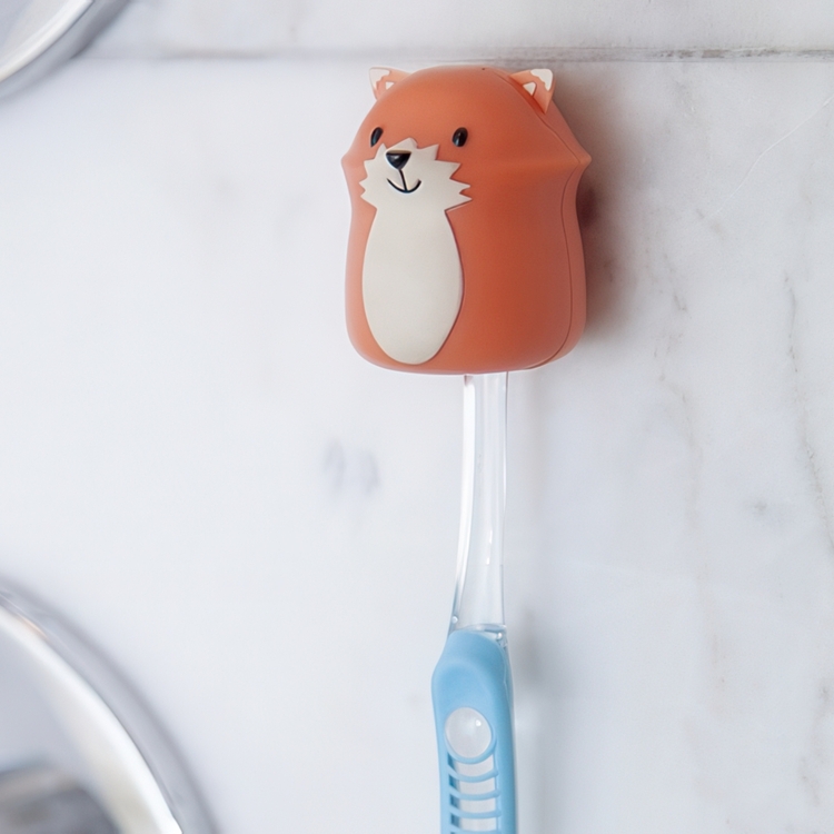 Toothbrush holder with suction, FOX, Kikkerland, Orange