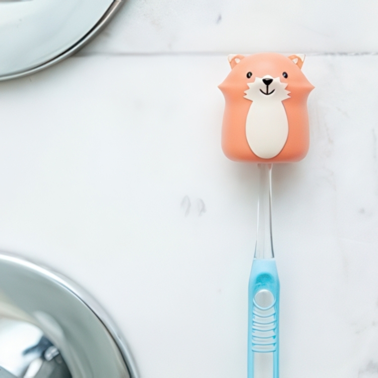 Toothbrush holder with suction, FOX, Kikkerland, Orange