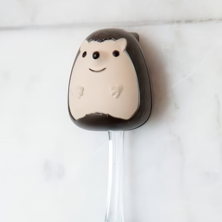 Toothbrush holder with suction, HEDGEHOG, Kikkerland, Brun / Beige