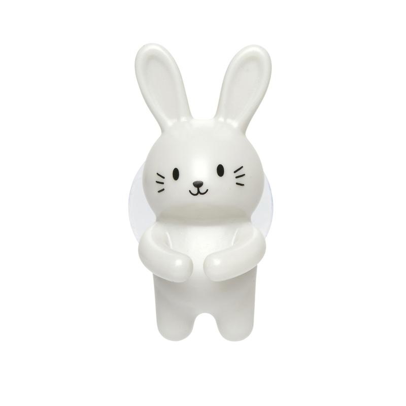 Toothbrush holder with suction, RABBIT, 4 x 5 x H 6 cm, Grey