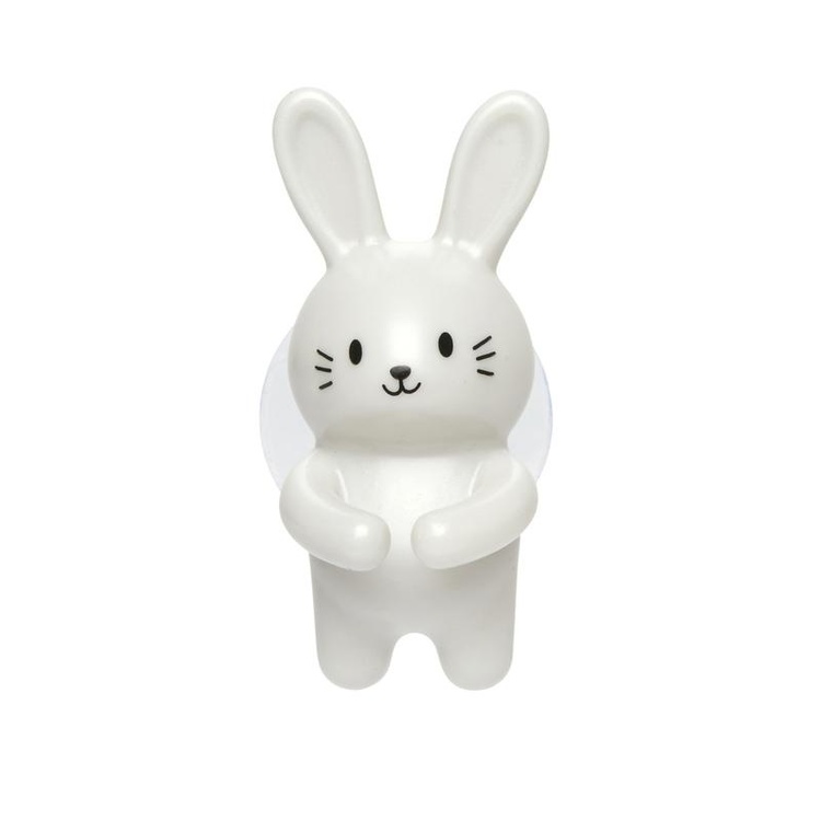 Toothbrush holder with suction, RABBIT, 4 x 5 x H 6 cm, Grey