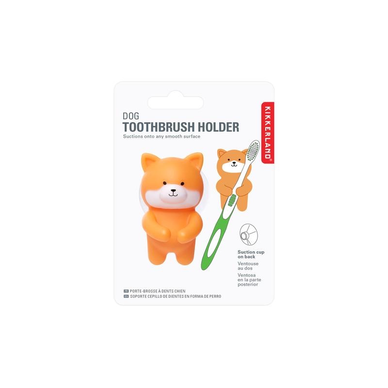 Toothbrush holder with suction, SHIBA INU DOG, 4 x 5 x H 6 cm, Orange