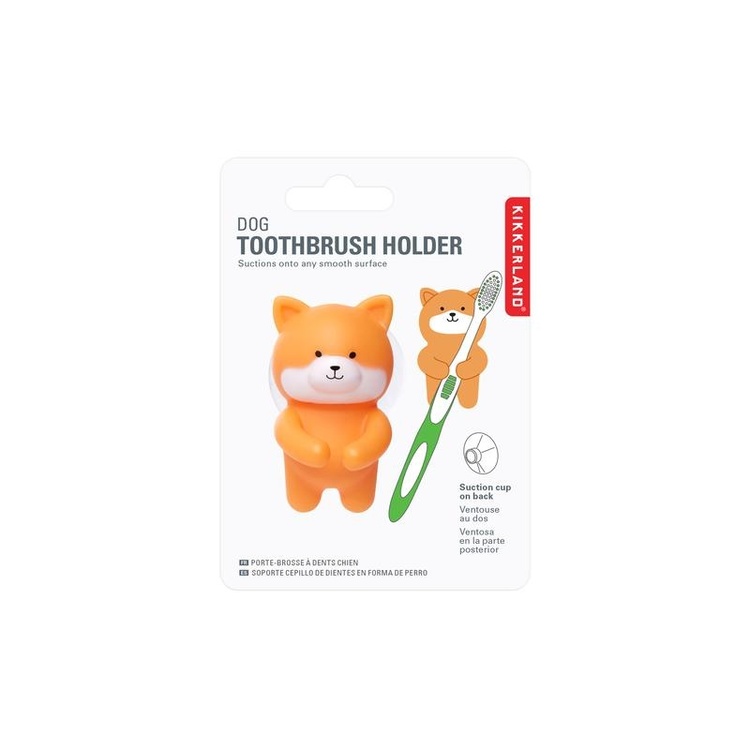Toothbrush holder with suction, SHIBA INU DOG, 4 x 5 x H 6 cm, Orange