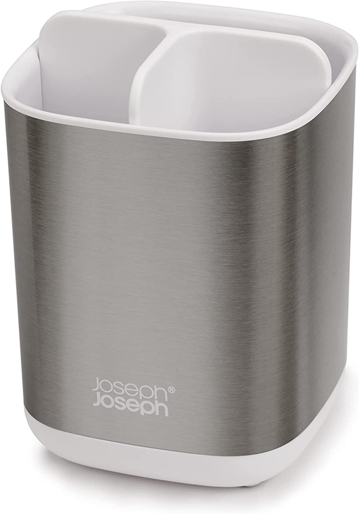  Caddy for electric toothbrushes, EASY STORE STEEL, 9 x 9 x H 12,7 cm Joseph Joseph, Steel / White