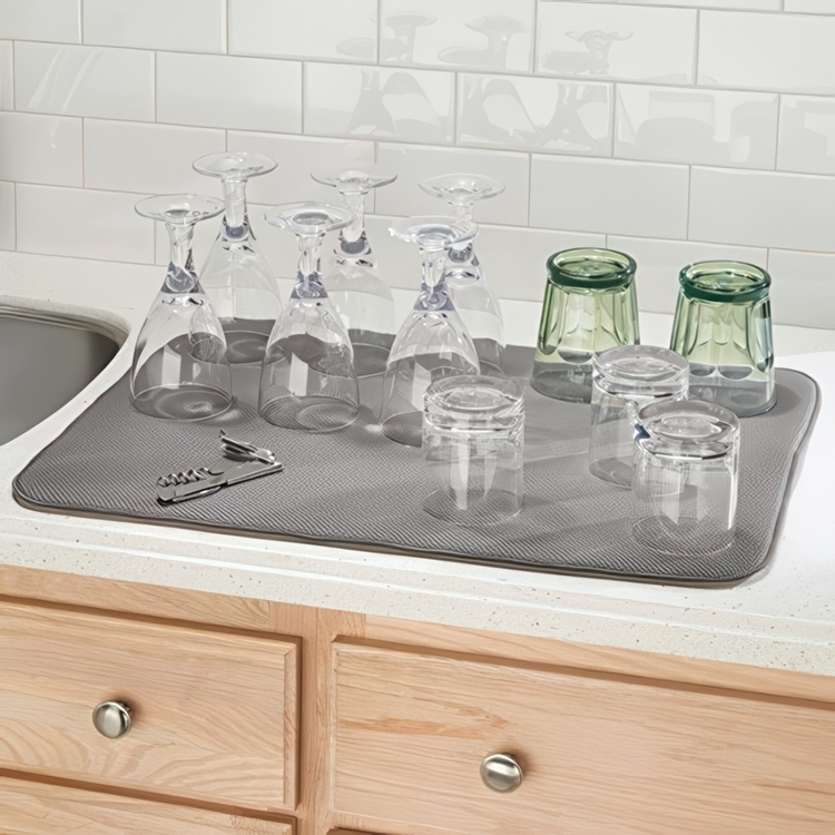 Thin quick-drying dish mat, iDRY XL, 61 x 46 cm, Grey