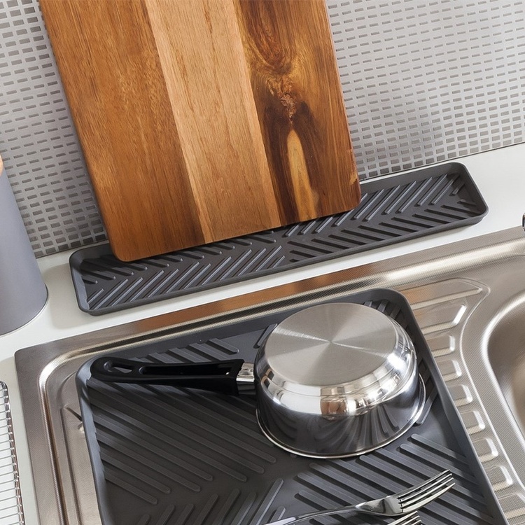 Drain tray , SLIM DRAINING MAT, 40,5 x 10,5 cm, Dark Grey