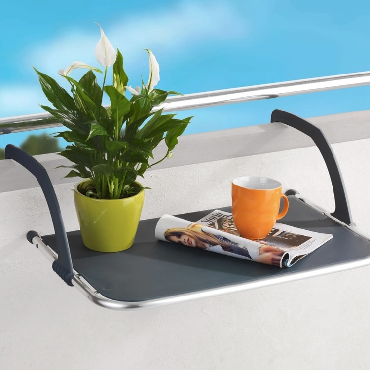  Drying Rack / Balcony Table, WÄSCHETROCKNER, Silver / Grey