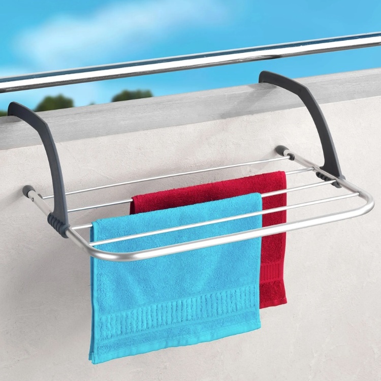  Drying Rack / Balcony Table, WÄSCHETROCKNER, Silver / Grey