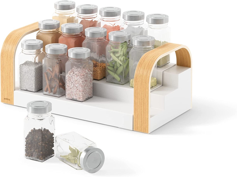 Expandable Shelf, UMBRA BELLWOOD SPICE SHELF, 31 - 42 cm, White / Nature