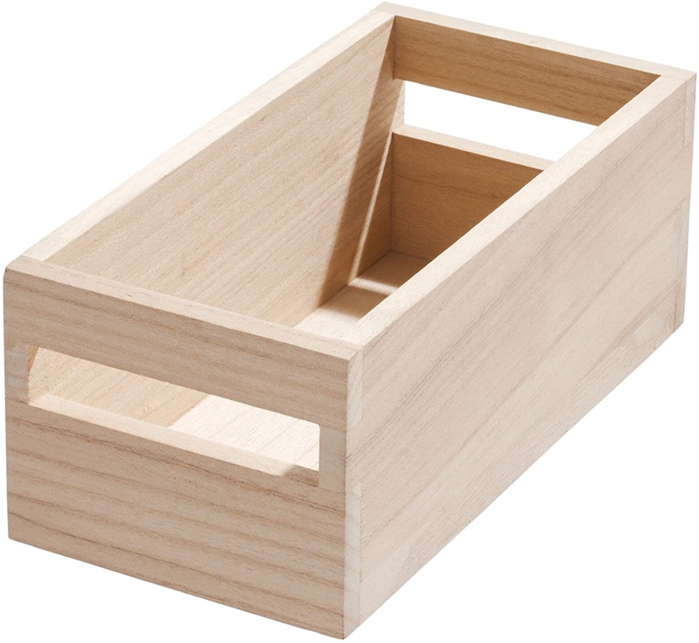 Handeled Bin, PAULOWNIA ECO WOOD BOX XS, 13 x 25,4 x H 10,5 cm, Natural