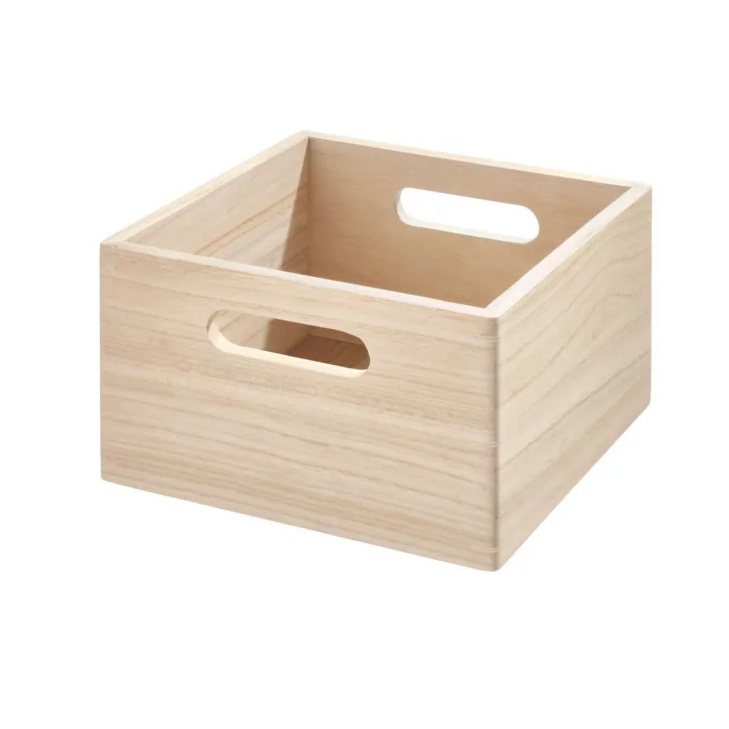Handeled Bin, THE HOME EDIT ECO WOOD SQUARE BOX, 25,5 x 25,5 x H15 cm, Natural