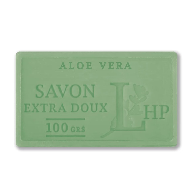 Soap with Aloe Vera, 100 g, SAVON DE MARSEILLE ALOE VERA, 8,5 x 5 x H 2,5 cm, Green