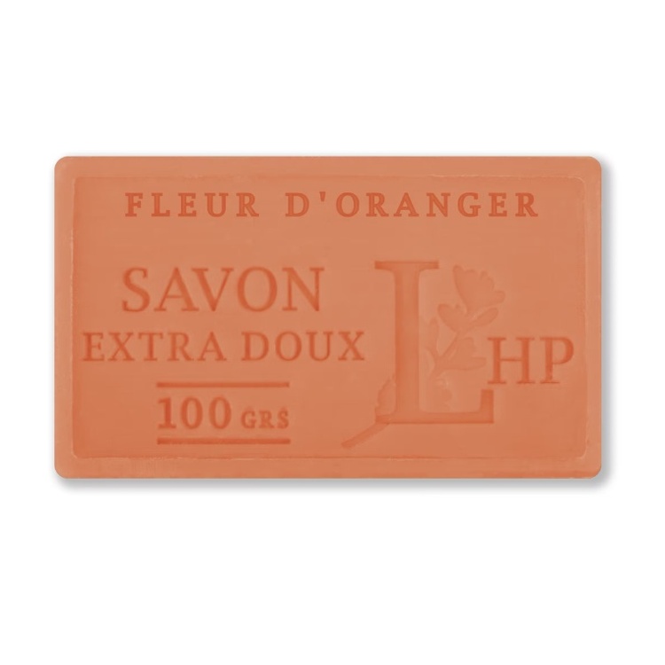 Soap with Orange Blossom, 100 g, SAVON DE MARSEILLE FLEUR D'ORANGE, 8,5 x 5 x H 2,5 cm, Orange
