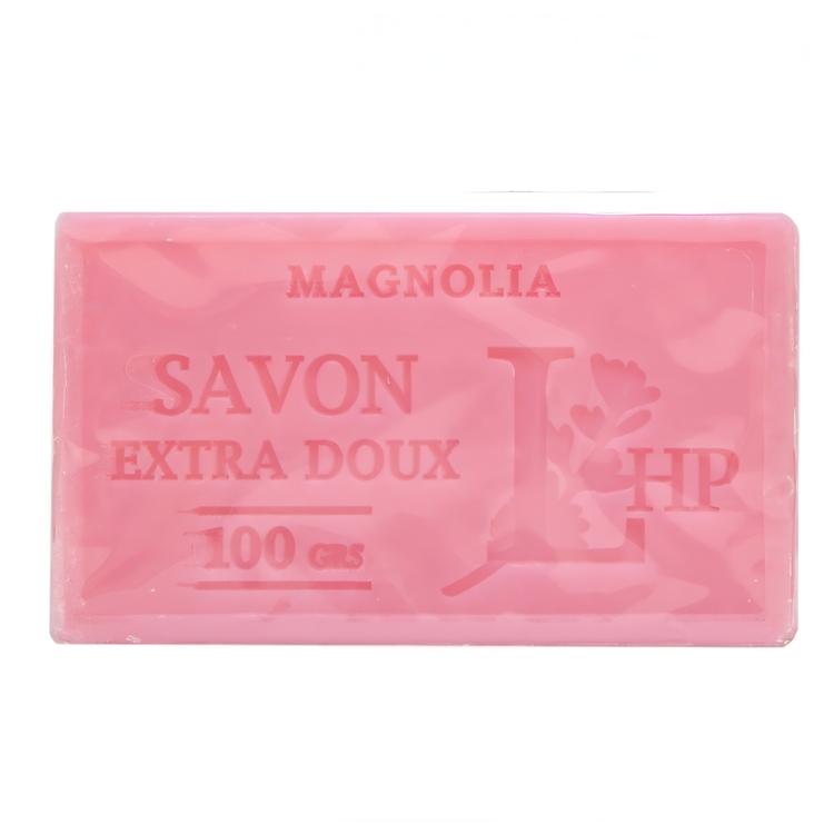Soap with Magnolia scent, 100 g, SAVON DE MARSEILLE MAGNOLIA 8,5 x 5 x H 2,5 cm, Pink